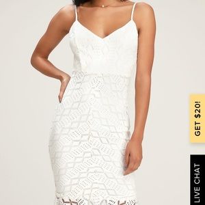 DANCING SLOW WHITE LACE RUFFLED BODYCON DRESS